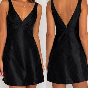 J.Crew Black 100% Silk A-Line Mini Dress | Size 2 | V-Neck Party Dress